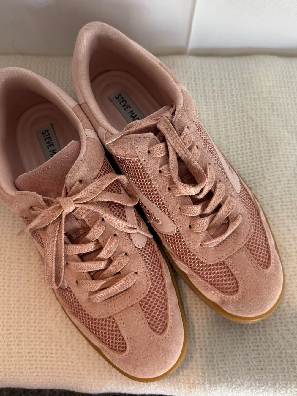 Steve Madden Blush Pink Suede & Mesh Lace-Up Sneakers